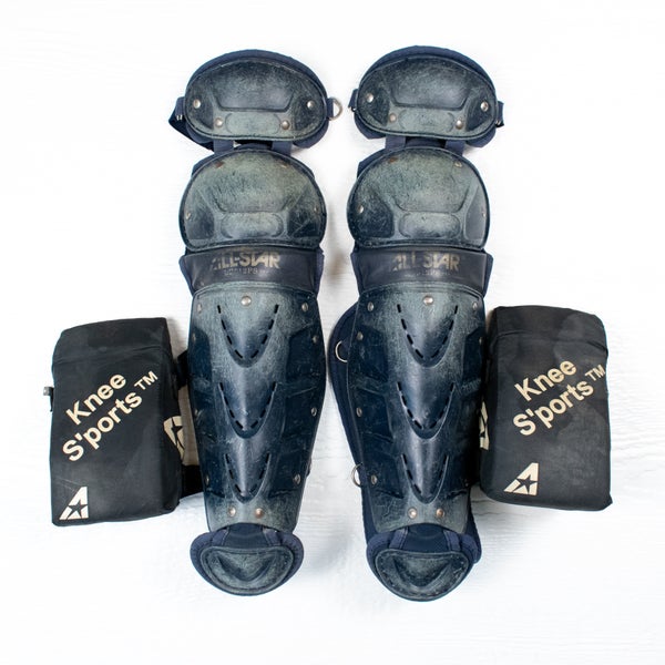 All-Star LG912PS Catcher's Youth Leg Guard Knee Savers Navy Blue