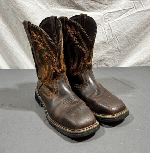 Herman Surviors Brown Leather Steel Tow Rubber Sole Western Boots US 8.5 EU 41.5