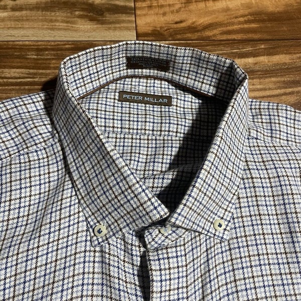 Peter Christian Men's Blue Stripe Long Sleeve Button Down Oxford Shirt