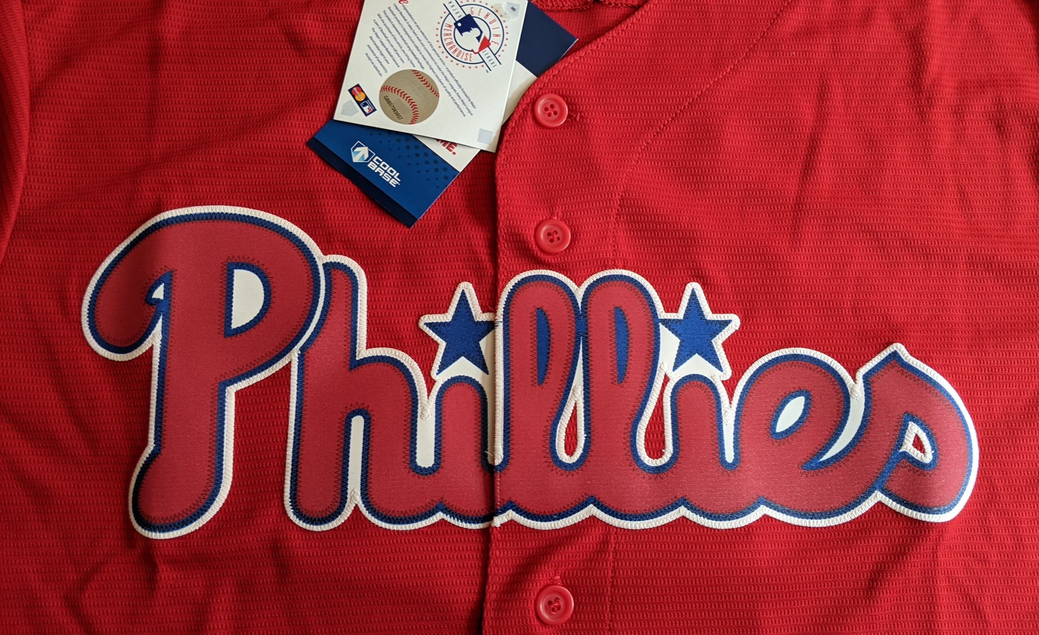 2017 Rhys Hoskins Philadelphia Phillies Majestic Authentic MLB Jersey Size  44 Large – Rare VNTG