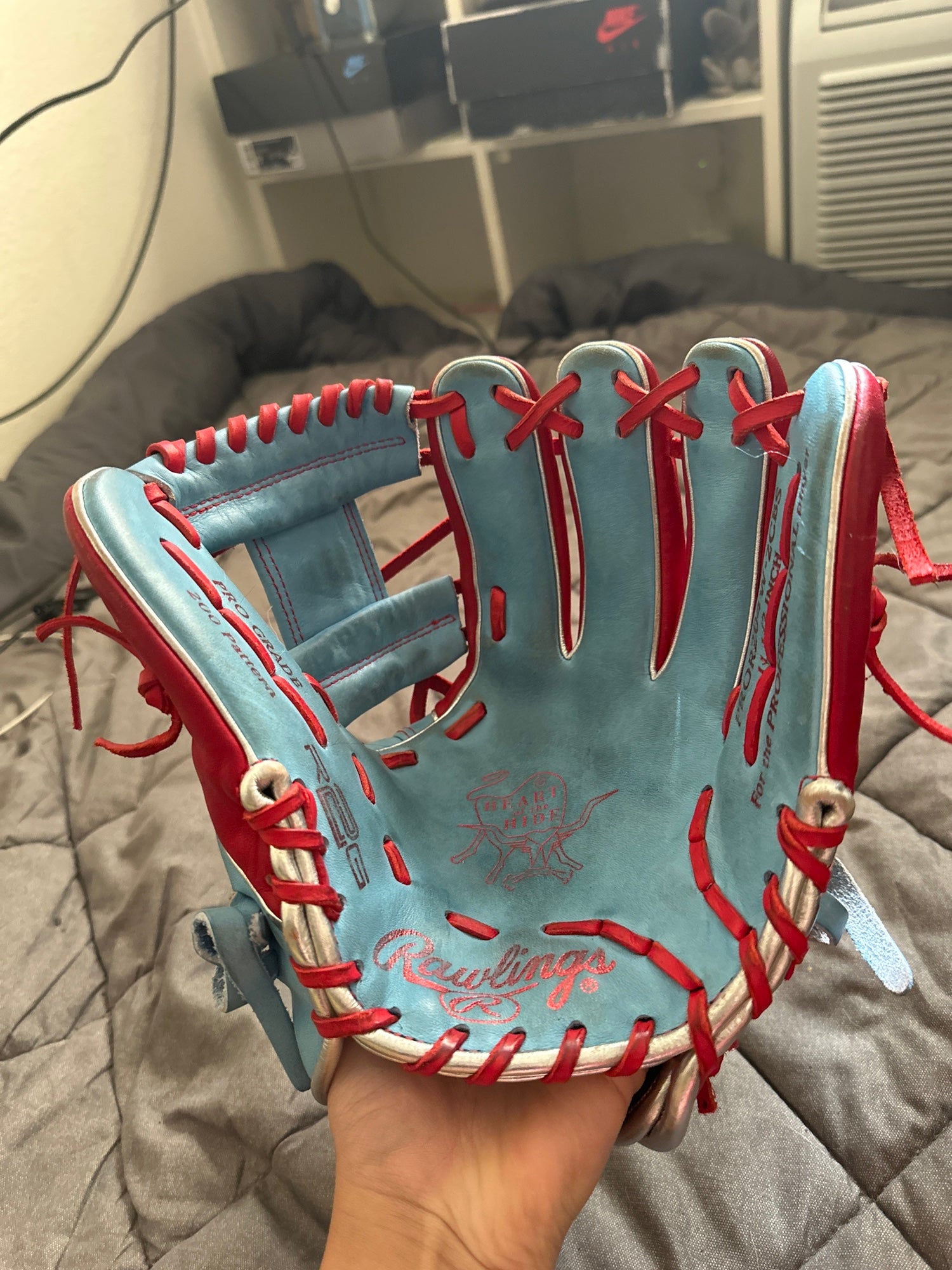 Rawlings Custom 11.5 Inch I-Web Baby Blue Blonde White Heart of the Hide  Infield Glove