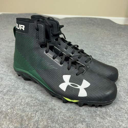 Under Armour Mens Football Cleat 14.5 Black Green Shoe Lacrosse Spine Hammer E2