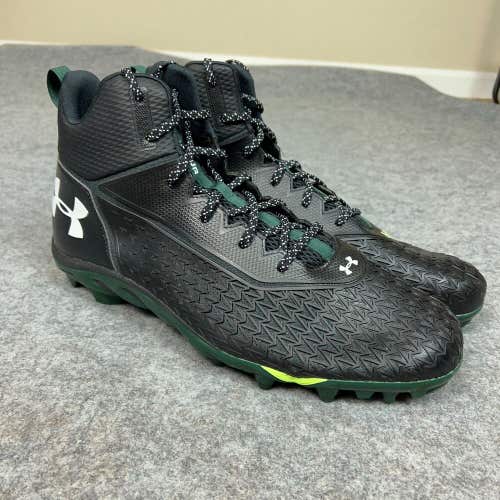 Under Armour Mens Football Cleat 16 Black Green Shoe Lacrosse Spine Hammer E1