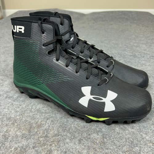 Under Armour Mens Football Cleat 14.5 Black Green Shoe Lacrosse Spine Hammer E3