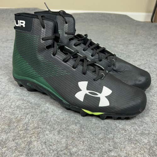 Under Armour Mens Football Cleat 16 Black Green Shoe Lacrosse Spine Hammer E1