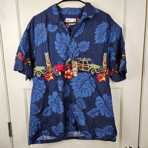 Bishop St. Apparel Hawaiian Shirt Size XL Blue Surfboards & Cruisers