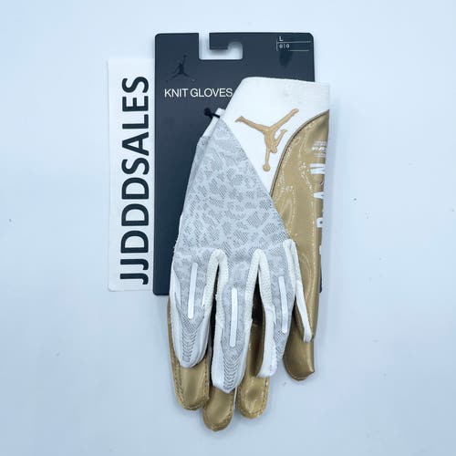 Nike Air Jordan Vapor Knit 4.0 Football Receiver Gloves White Gold Men’s Large $65