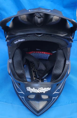 Troy Lee Designs D3 Fiberlite Spiderstripe MTB Mountain Bike Helmet Black Size Medium