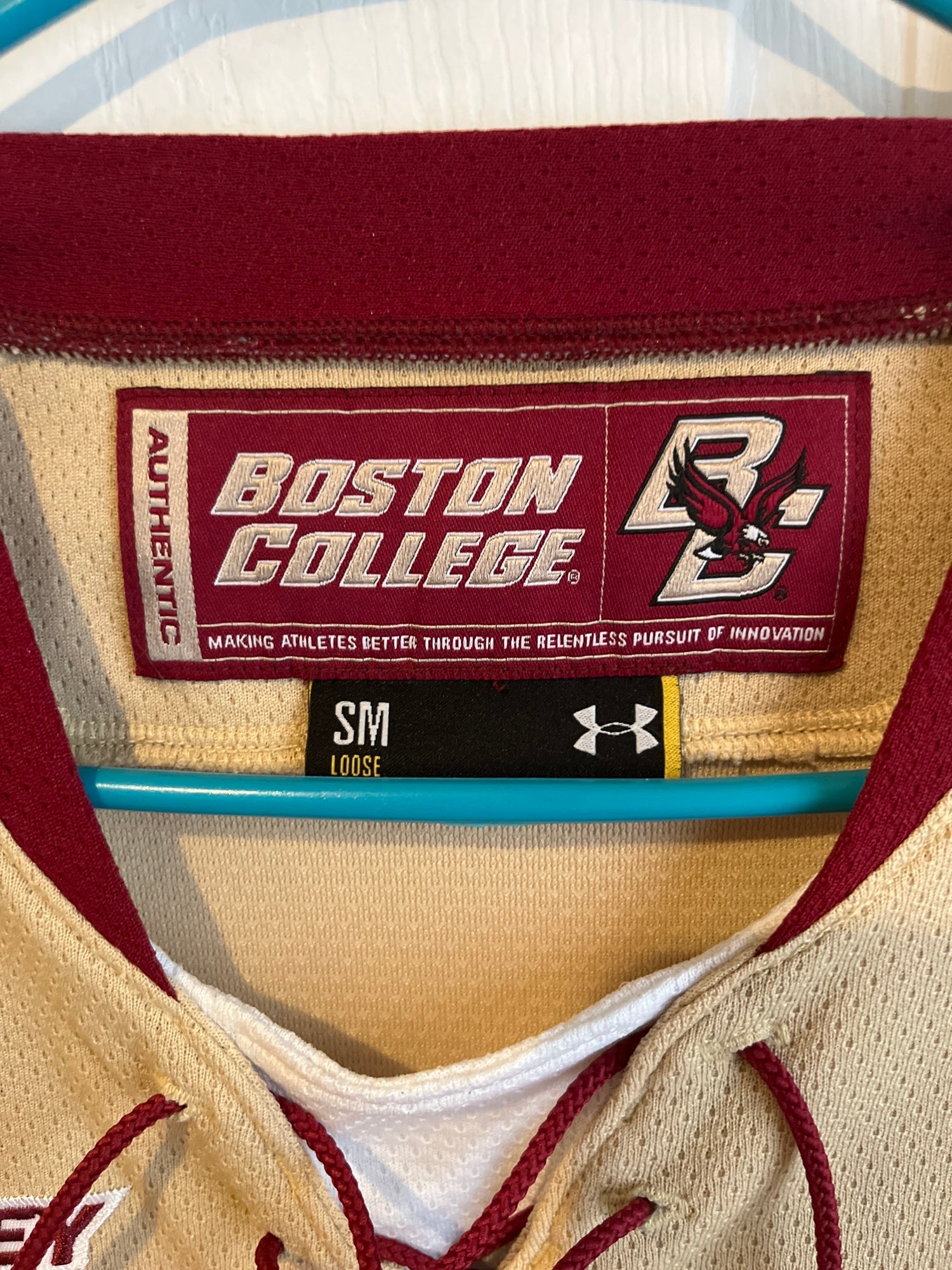 Men's Under Armour Boston College Eagles White Custom Hockey Jersey