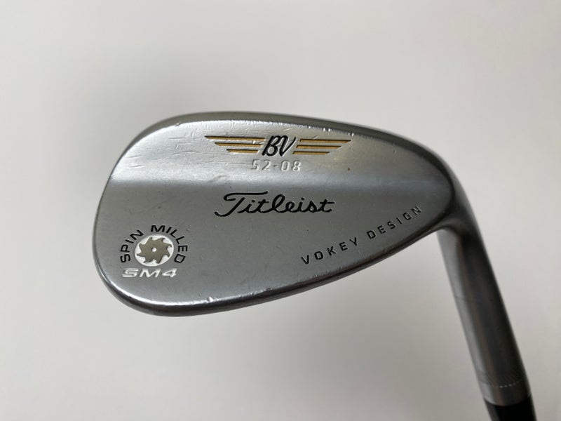 Titleist Vokey Spin Milled SM4 Chrome Gap Wedge GW 52* 8 Bounce Wedge Steel RH