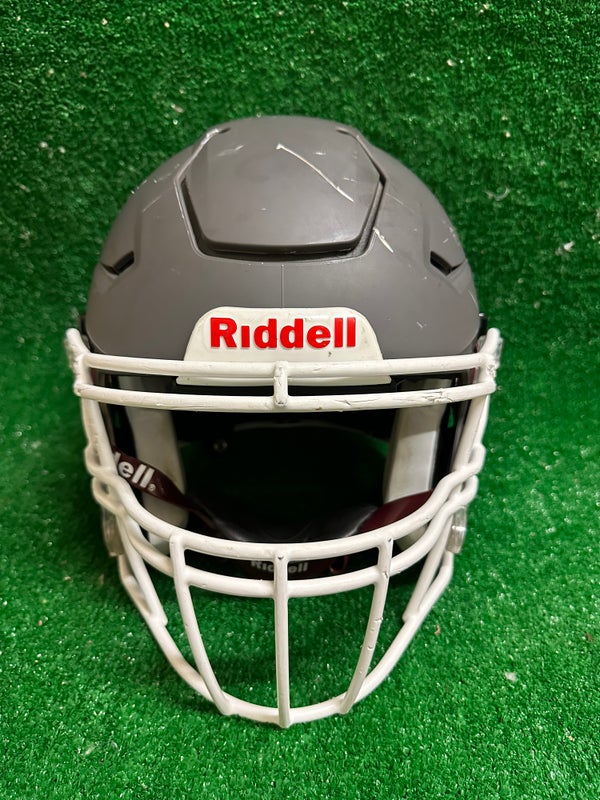 Matte White with White Mask Blank Riddell Revolution Speed Mini Football  Helmet