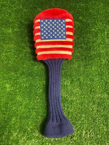 American Flag USA Patriotic Driver Headcover With Sock ~ Good Condition See Pics