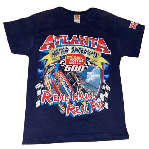 Vintage 2006 Atlanta Motor Speedway Golden Corral 500 Graphic Nascar Shirt Sz M