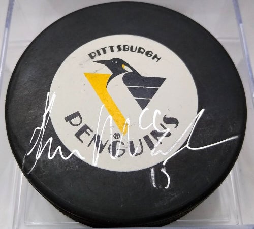 SHAWN McEACHERN Autographed Pittsburgh Penguins NHL Hockey Puck Signed