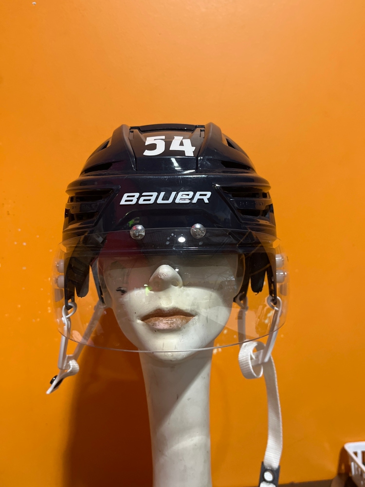Game Used Navy Bauer Re-Akt 150 Pro Stock Helmet Colorado Avalanche #54 Medium