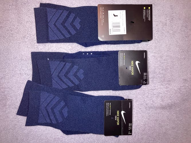 3 pair Navy Nike Vapor Crew Socks