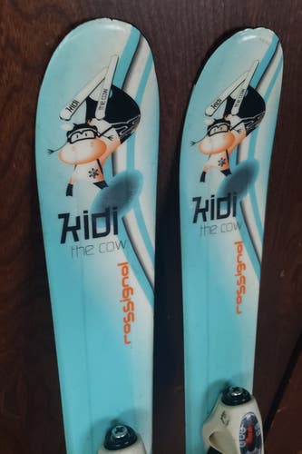 93cm Kids Skis ROSSIGNOL KIDIE THE COW with KIDS ROSSIGNOL COMP KIDS 2.5  Bindings *USED* CLEAN