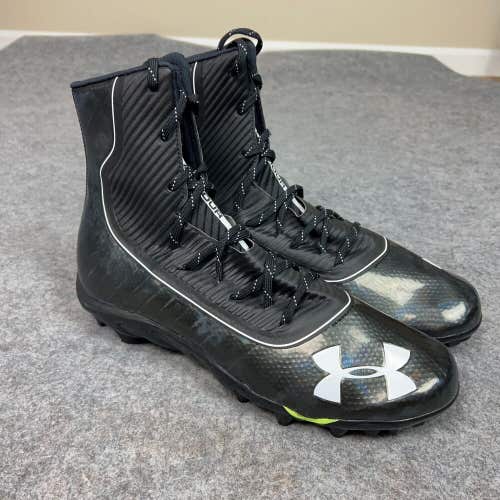 Under Armour Mens Football Cleat 14 Black White Shoe Lacrosse Highlight High C4