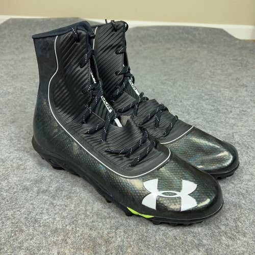 Under Armour Mens Football Cleat 15 Black White Shoe Lacrosse Highlight High C10