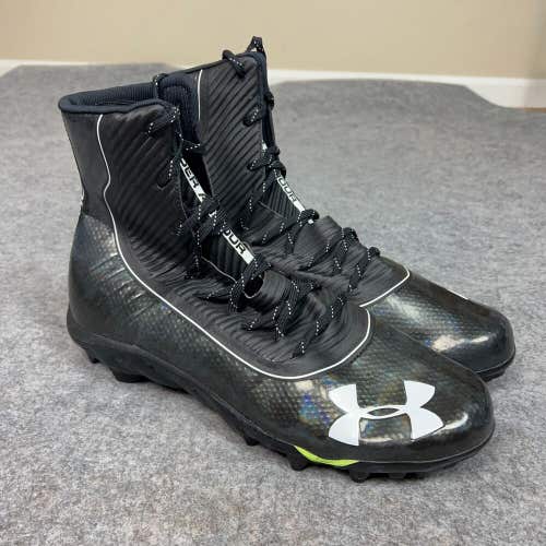 Under Armour Mens Football Cleat 14 Black White Shoe Lacrosse Highlight High C5