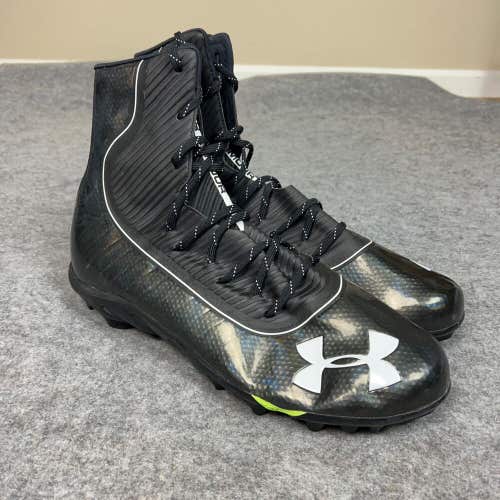 Under Armour Mens Football Cleat 15 Black White Shoe Lacrosse Highlight High C6