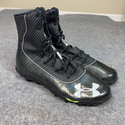 Under Armour Mens Football Cleat 15 Black White Shoe Lacrosse Highlight High C4