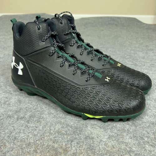 Under Armour Mens Football Cleat 18 Black Green Shoe Lacrosse Spine Hammer H1
