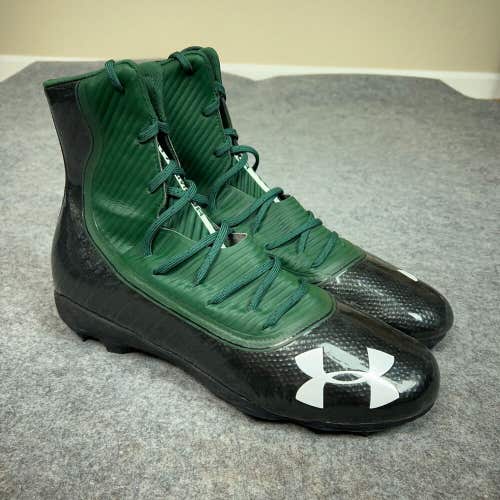 Under Armour Mens Football Cleat 15 Black Green Shoe Lacrosse Highlight High E1