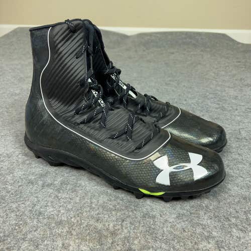 Under Armour Mens Football Cleat 15 Black White Shoe Lacrosse Highlight High C9