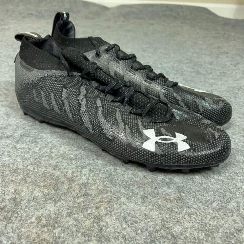 Under Armour Mens Football Cleat 16 Black White Shoe Lacrosse Spotlight Lux MC C