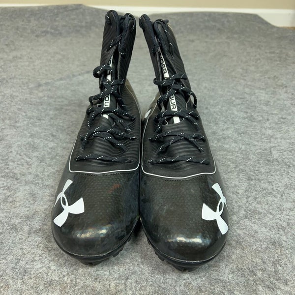 Under Armour Mens Football Cleat 15 Black White Shoe Lacrosse Highlight High C9
