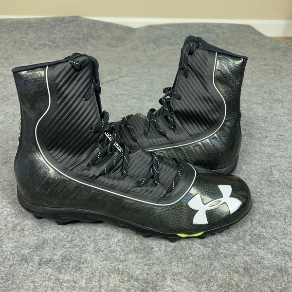 Under Armour Mens Football Cleat 15 Black White Shoe Lacrosse Highlight High C9