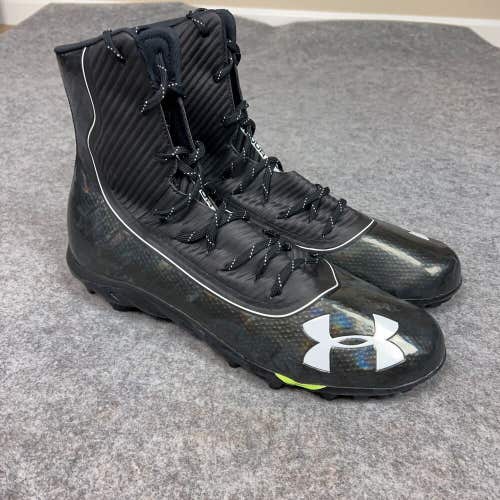 Under Armour Mens Football Cleat 15 Black White Shoe Lacrosse Highlight High C2