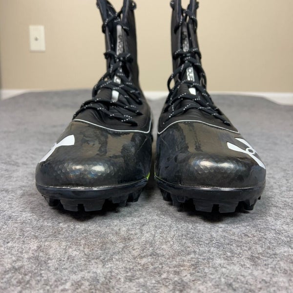 Under Armour Mens Football Cleat 15 Black White Shoe Lacrosse Highlight High C2