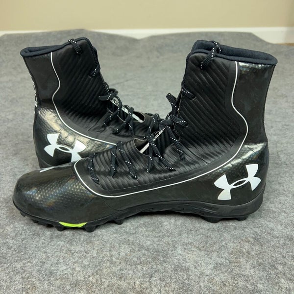Under Armour Mens Football Cleat 15 Black White Shoe Lacrosse Highlight High C9