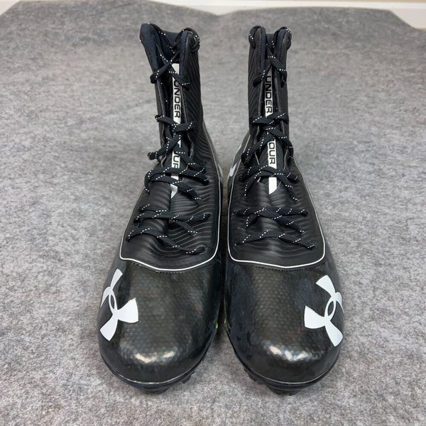 Under Armour Mens Football Cleat 15 Black White Shoe Lacrosse Highlight High C2