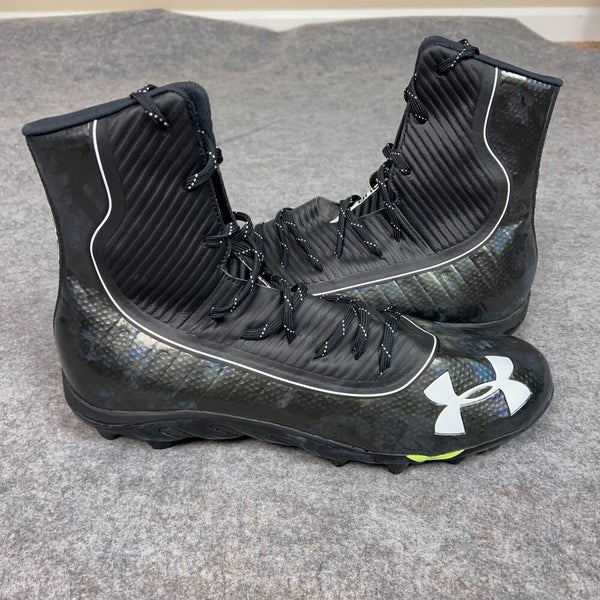 Under Armour Mens Football Cleat 15 Black White Shoe Lacrosse Highlight High C2