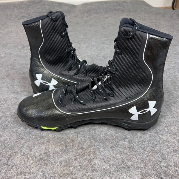 Under Armour Mens Football Cleat 15 Black White Shoe Lacrosse Highlight High C2