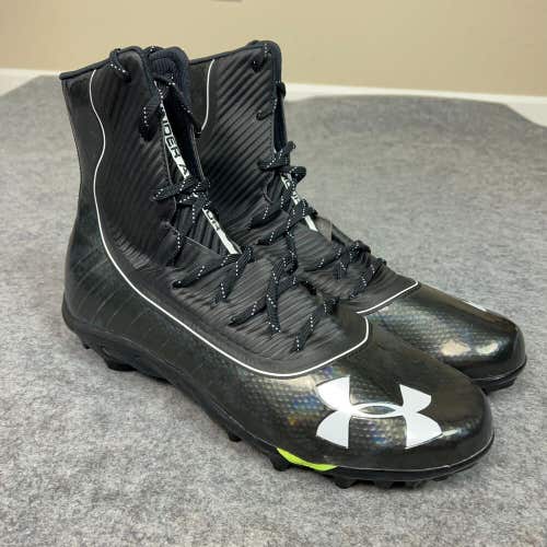 Under Armour Mens Football Cleat 15 Black White Shoe Lacrosse Highlight High C7
