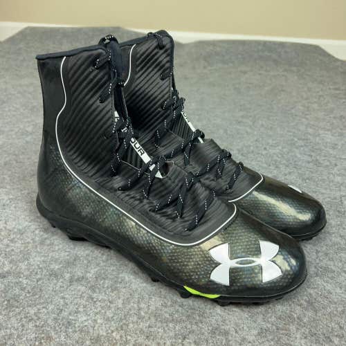 Under Armour Mens Football Cleat 15 Black White Shoe Lacrosse Highlight High C11