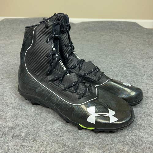 Under Armour Mens Football Cleat 14 Black White Shoe Lacrosse Highlight High C6