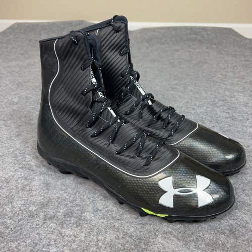 Under Armour Mens Football Cleat 15 Black White Shoe Lacrosse Highlight High C3