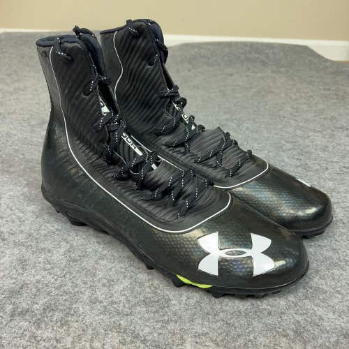 Under Armour Mens Football Cleat 15 Black White Shoe Lacrosse Highlight High C8
