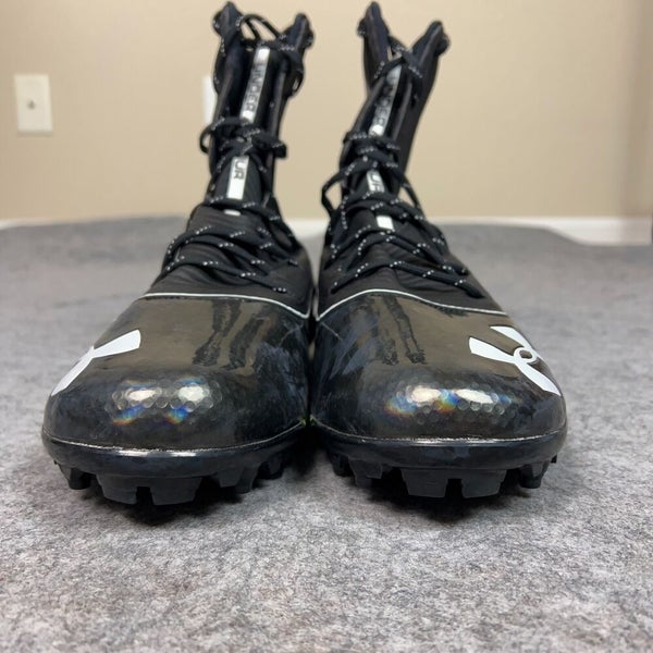 Under Armour Mens Football Cleat 15 Black White Shoe Lacrosse Highlight High C1