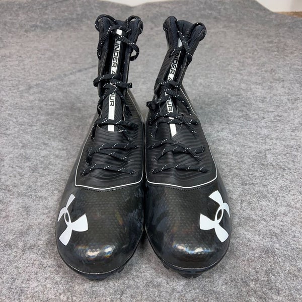 Under Armour Mens Football Cleat 15 Black White Shoe Lacrosse Highlight High C1