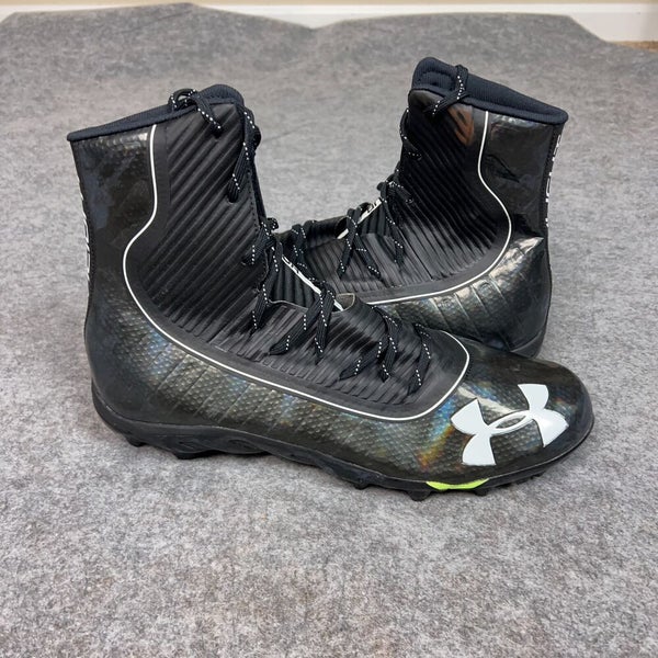 Under Armour Mens Football Cleat 15 Black White Shoe Lacrosse Highlight High C1