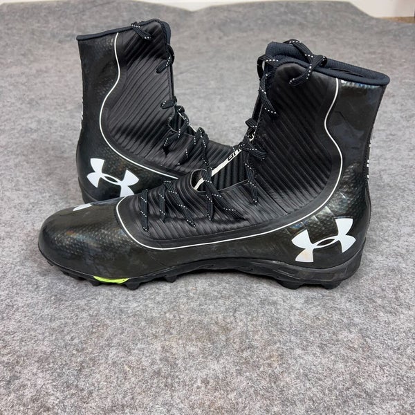 Under Armour Mens Football Cleat 15 Black White Shoe Lacrosse Highlight High C1