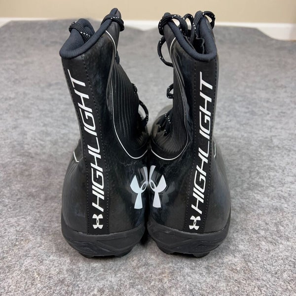 Under Armour Mens Football Cleat 15 Black White Shoe Lacrosse Highlight High C1