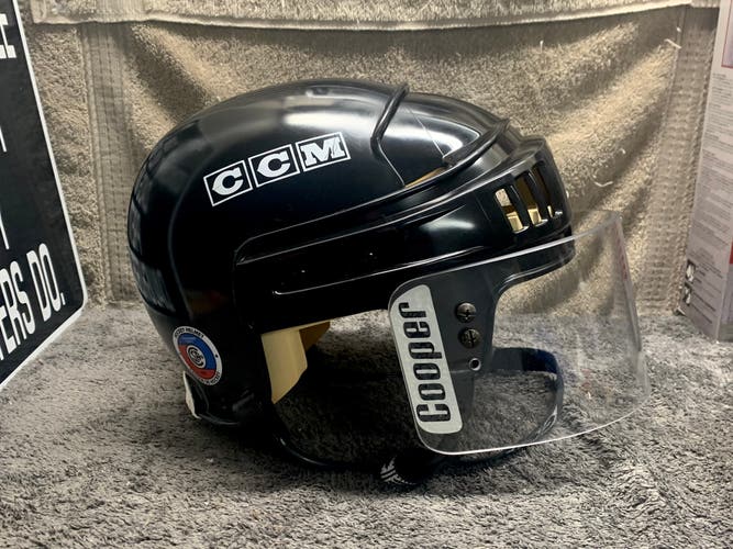 VINTAGE CCM HT2 HOCKEY HELMET LARGE  WITH RARE COOPER VISOR AND PRO STOCK NEW FOAM
