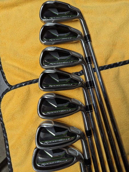 Men's Used TaylorMade Right Handed RocketBallz Iron Set Stiff Flex 7 Pieces Steel Shaft